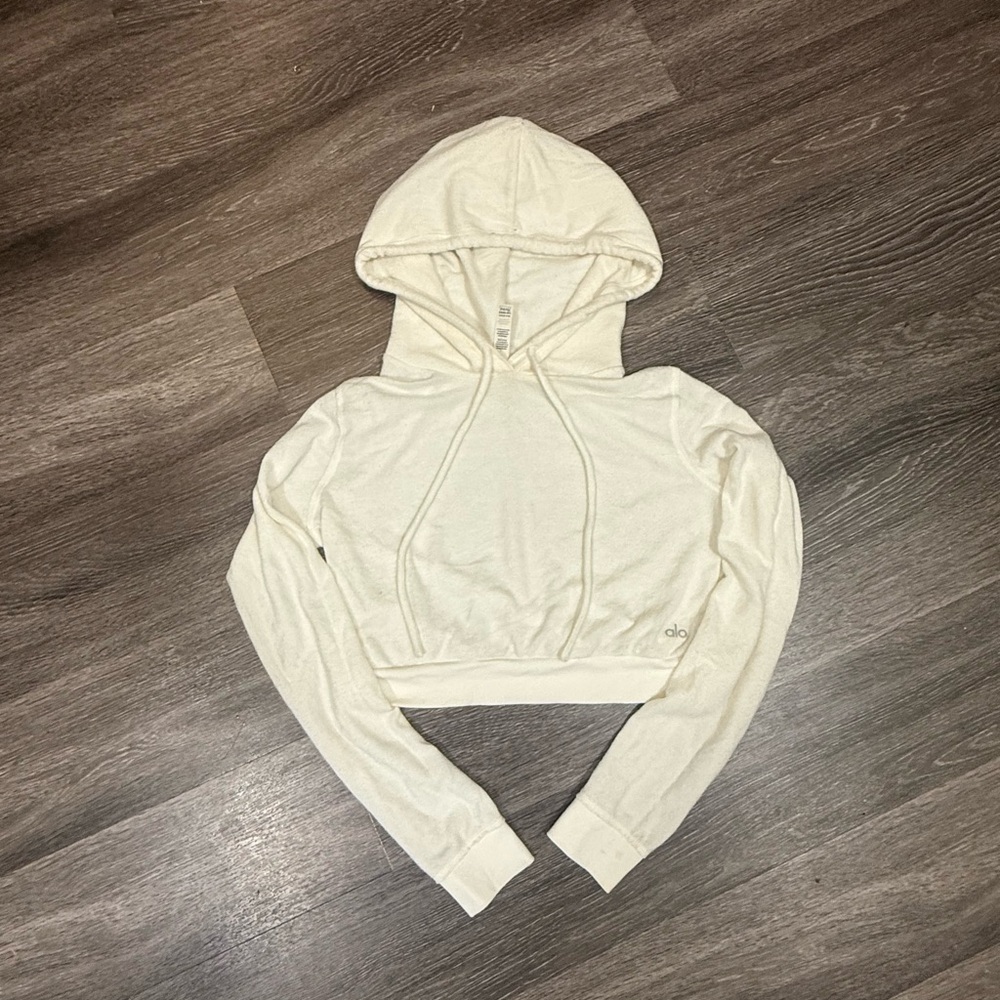 ALO Yoga Women's Off-White Cropped Hoodie